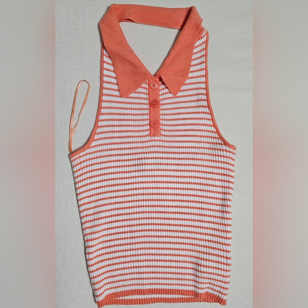 Striped Orange Sleeveless Top NEVER WORN